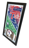 Espejo de pared de vidrio colgante con marco de fútbol americano Louisiana Tech Bulldogs HBS (26 "x 15") - Sporting Up