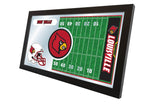 Louisville Cardinals HBS Espejo de pared de vidrio colgante con marco de fútbol (26 "x 15") - Sporting Up