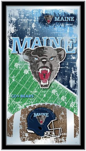 Miroir mural en verre suspendu avec cadre de football HBS des Black Bears du Maine (26"x15") - Sporting Up