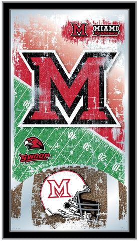 Shop Miami Redhawks HBS Football Framed Hanging Glass Wall Mirror (26"x15") - Sporting Up