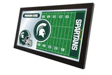 Michigan State Spartans HBS Espejo de pared de vidrio colgante con marco de fútbol (26 "x 15") - Sporting Up