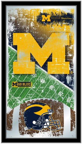 Michigan Wolverines HBS Football Framed Hanging Glass Wall Mirror (26"x15") - Sporting Up