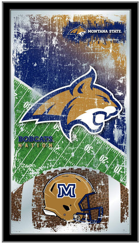 Montana State Bobcats HBS Fotbollsram hängande glasväggspegel (26"x15") - Sporting Up
