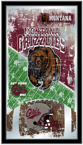 Compre Espejo de pared de vidrio colgante con marco de fútbol americano Montana Grizzlies HBS (26 x 15 pulgadas) - Sporting Up