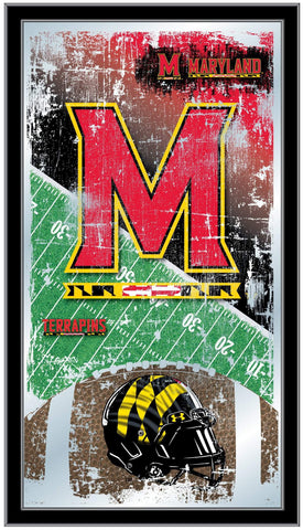 Shop Maryland Terrapins HBS Football Framed Hanging Glass Wall Mirror (26"x15") - Sporting Up