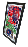 Ole Miss Rebels HBS Miroir mural en verre suspendu avec cadre de football bleu (26"x15") - Sporting Up