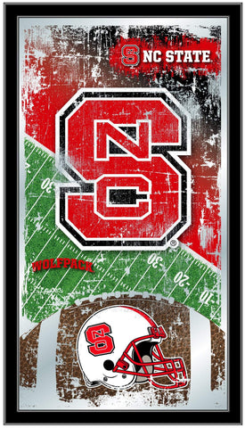 NC State Wolfpack HBS Football Framed Hanging Glass Wall Mirror (26"x15") - Sporting Up