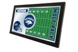 Nevada Wolfpack HBS Espejo de pared de vidrio colgante con marco de fútbol azul marino (26 "x 15") - Sporting Up