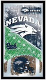 Nevada Wolfpack HBS Espejo de pared de vidrio colgante con marco de fútbol azul marino (26 "x 15") - Sporting Up