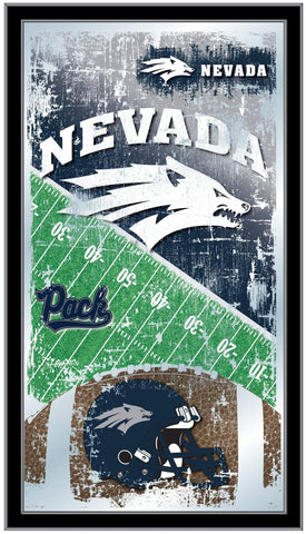 Nevada Wolfpack HBS Navy Football Framed Hanging Glass Wall Mirror (26"x15") - Sporting Up