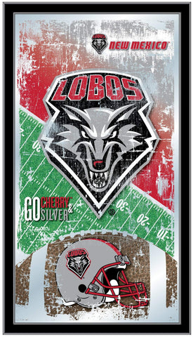 Compre Espejo de pared de vidrio colgante con marco de fútbol rojo HBS New Mexico Lobos (26 "x 15") - Sporting Up