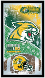 Miroir mural en verre à suspendre avec cadre de football HBS des Wildcats du nord du Michigan (26"x 15") - Sporting Up