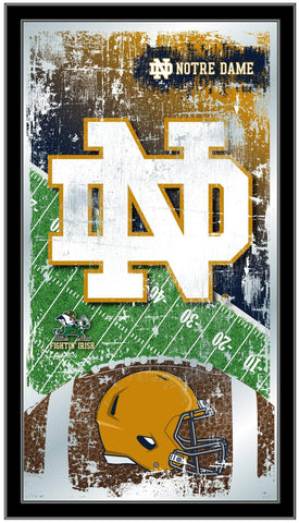 Notre Dame Fighting Irish HBS Football Espejo de pared de vidrio colgante enmarcado (26 "x 15") - Sporting Up