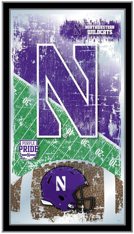 Compre Espejo de pared de vidrio colgante con marco de fútbol americano HBS de Northwestern Wildcats (26 x 15 pulgadas) - Sporting Up
