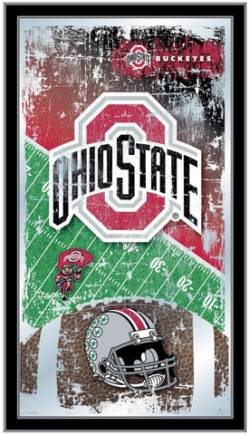 Ohio State Buckeyes HBS Espejo de pared de vidrio colgante con marco de fútbol (26 "x 15") - Sporting Up