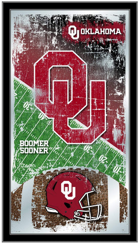 Shoppen Sie den Wandspiegel zum Aufhängen mit Fußballrahmen der Oklahoma Sooners HBS aus Glas (66 x 38 cm) – Sporting Up