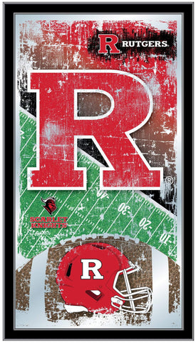 Shop Rutgers Scarlet Knights HBS Miroir mural en verre suspendu avec cadre de football (26"x 15") - Sporting Up