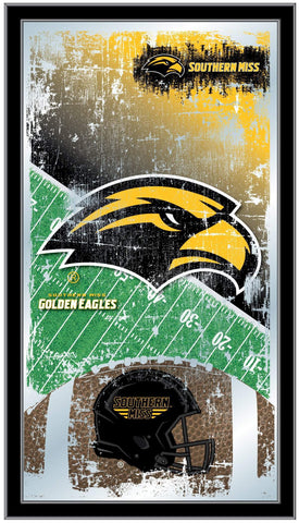 Shop Southern Miss Golden Eagles HBS Football Framed Hang Glass Wall Mirror (26"x15") - Sporting Up