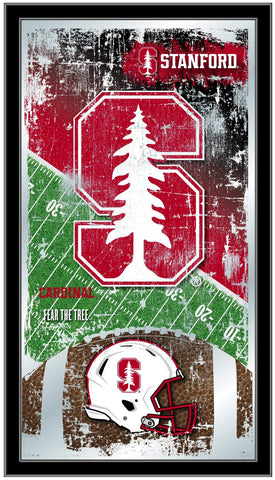 Stanford Cardinal HBS Röd fotbollsram hängande glasväggspegel (26"x15") - Sporting Up
