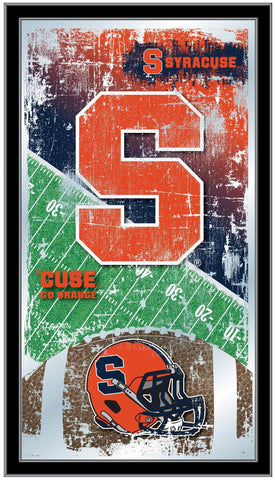 Compre Espejo de pared de vidrio colgante con marco de fútbol azul marino HBS Syracuse Orange (26 "x 15") - Sporting Up