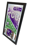 TCU Horned Frogs HBS Espejo de pared de vidrio colgante con marco de fútbol (26 "x 15") - Sporting Up