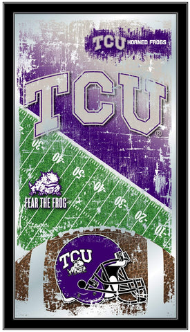 Shop TCU Horned Frogs HBS Miroir mural en verre à suspendre avec cadre de football (26"x 15") - Sporting Up