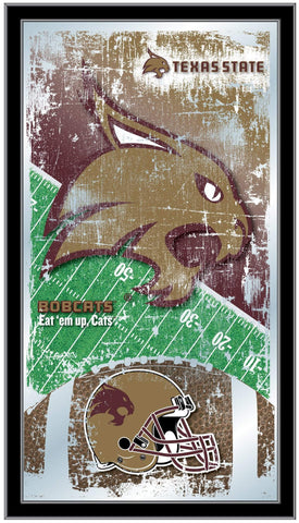 Texas State Bobcats HBS Fotbollsram hängande glasväggspegel (26"x15") - Sporting Up