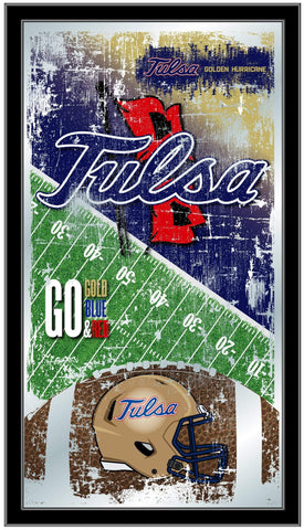 Shoppen Sie Tulsa Golden Hurricane HBS Fußball-Wandspiegel zum Aufhängen aus Glas (66 x 38 cm) – Sporting Up