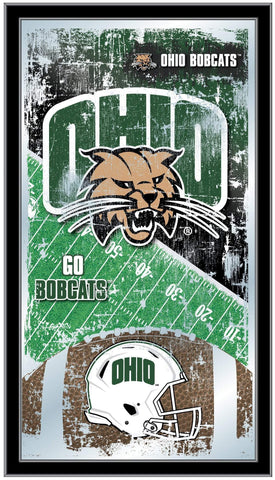 Miroir mural en verre suspendu avec cadre de football vert HBS des Bobcats de l'Ohio (26"x 15") - Sporting Up