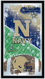 Navy Midshipmen HBS - Espejo de pared de cristal colgante con marco de fútbol (26.0 x 15.0 in) - Sporting Up
