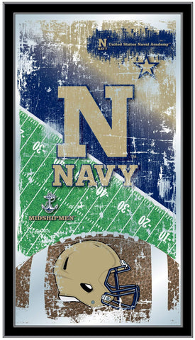 Shoppen Sie Navy Midshipmen HBS Wandspiegel aus Glas zum Aufhängen mit Fußballrahmen (66 x 38 cm) – Sporting Up
