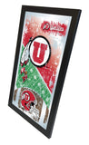 Utah Utes HBS Espejo de pared de vidrio colgante con marco de fútbol rojo (26 "x 15") - Sporting Up
