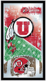 Miroir mural en verre suspendu avec cadre de football rouge Utah Utes HBS (26"x15") - Sporting Up