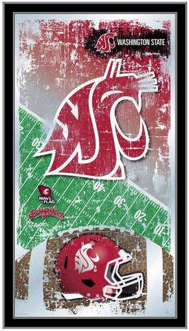 Washington State Cougars HBS Fotbollsram hängande glasväggspegel (26"x15") - Sporting Up