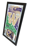 Miroir mural en verre suspendu avec cadre de football HBS des Huskies de Washington (26"x15") - Sporting Up