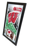 Wisconsin Badgers HBS Red Football Framed Hanging Glass Wall Mirror (26"x15") - Sporting Up