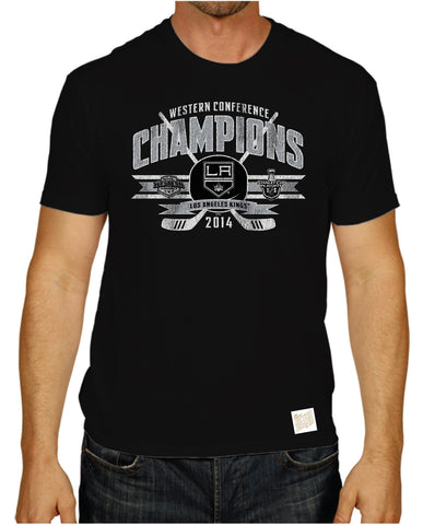 Schwarzes Retro-Marken-T-Shirt der Los Angeles La Kings 2014 Western Conference Champions – sportlich