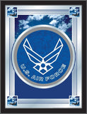 Espejo con logotipo azul coleccionista de Holland Bar Taburete Co. de la Fuerza Aérea de EE. UU. (17" x 22") - Sporting Up