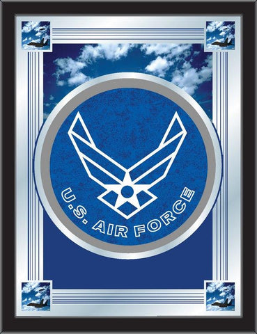 Espejo con logotipo azul coleccionista de Holland Bar Taburete Co. de la Fuerza Aérea de EE. UU. (17" x 22") - Sporting Up