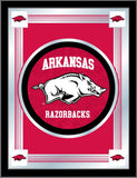Arkansas Razorbacks Holland Bar Tabouret Co. Miroir à logo rouge collector (17" x 22") - Sporting Up