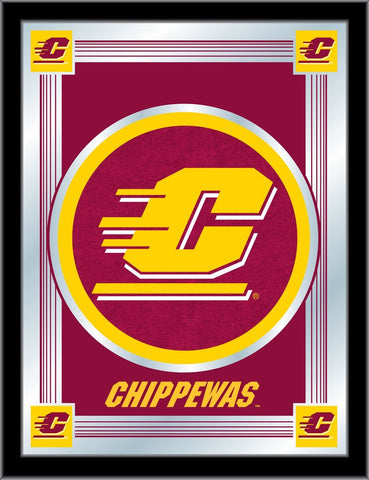 Shoppen Sie Central Michigan Chippewas Holland Barhocker Co. Roter Logo-Spiegel (17" x 22") – Sporting Up