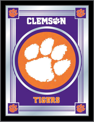 Clemson Tigers Holland Bar Tabouret Co. Miroir à logo violet collector (17" x 22") - Sporting Up