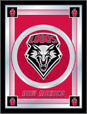 Nouveau-Mexique Lobos Holland Bar Tabouret Co. Miroir à logo rouge collector (17" x 22") - Sporting Up