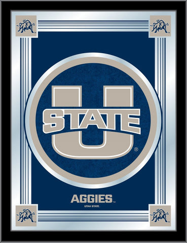 Utah State Aggies Holland Bar Taburete Co. Espejo con logo azul coleccionista (17" x 22") - Sporting Up