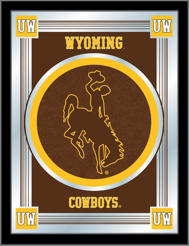 Wyoming Cowboys Holland Bar Tabouret Co. Miroir avec logo marron collector (17" x 22") - Sporting Up