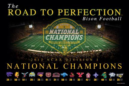 Affiche des champions nationaux du bison de l'état du Dakota du Nord, la route vers la perfection, 24x36 - faire du sport