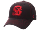 NC State Wolfpack Zephyr Black Mesh Blackout Trucker Adjustable Snapback Hat Cap - Sporting Up