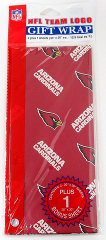 Shop Arizona Cardinals NFL Team Logo Gift Wrapping Paper 3 Sheets (30" X 20") - Sporting Up