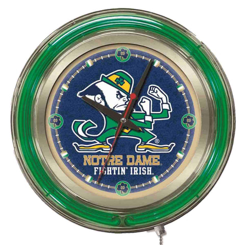 Notre Dame Fighting Irish HBs Horloge murale alimentée par batterie de lutin néon (15") - faire du sport
