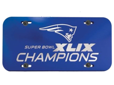New England Patriots 2015 Super Bowl Champs Crystal Cut Mirrored License Plate - Sporting Up